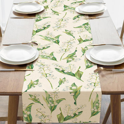 Camino de mesa con flores de lirio acuarela vintage para cocina y casa