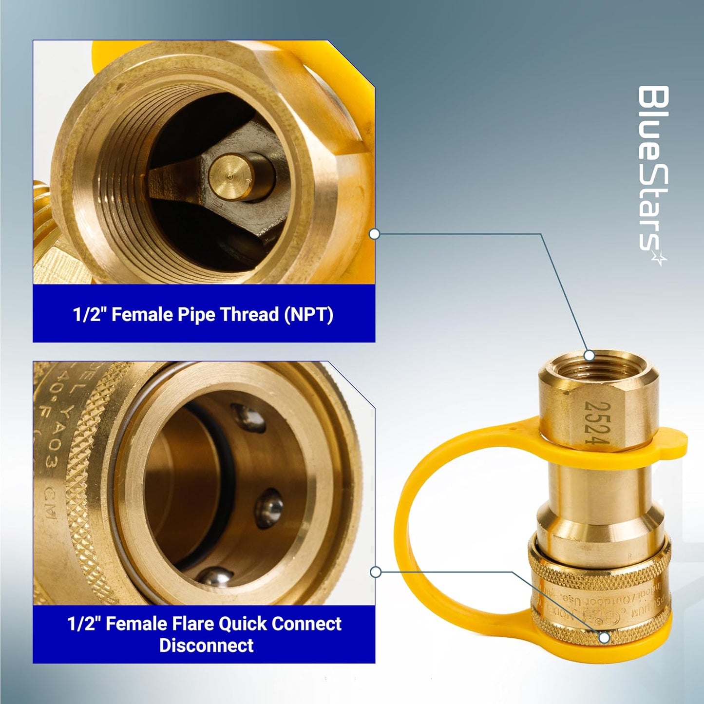 Adaptador conexión rápida gas 1/2pulg latón RV