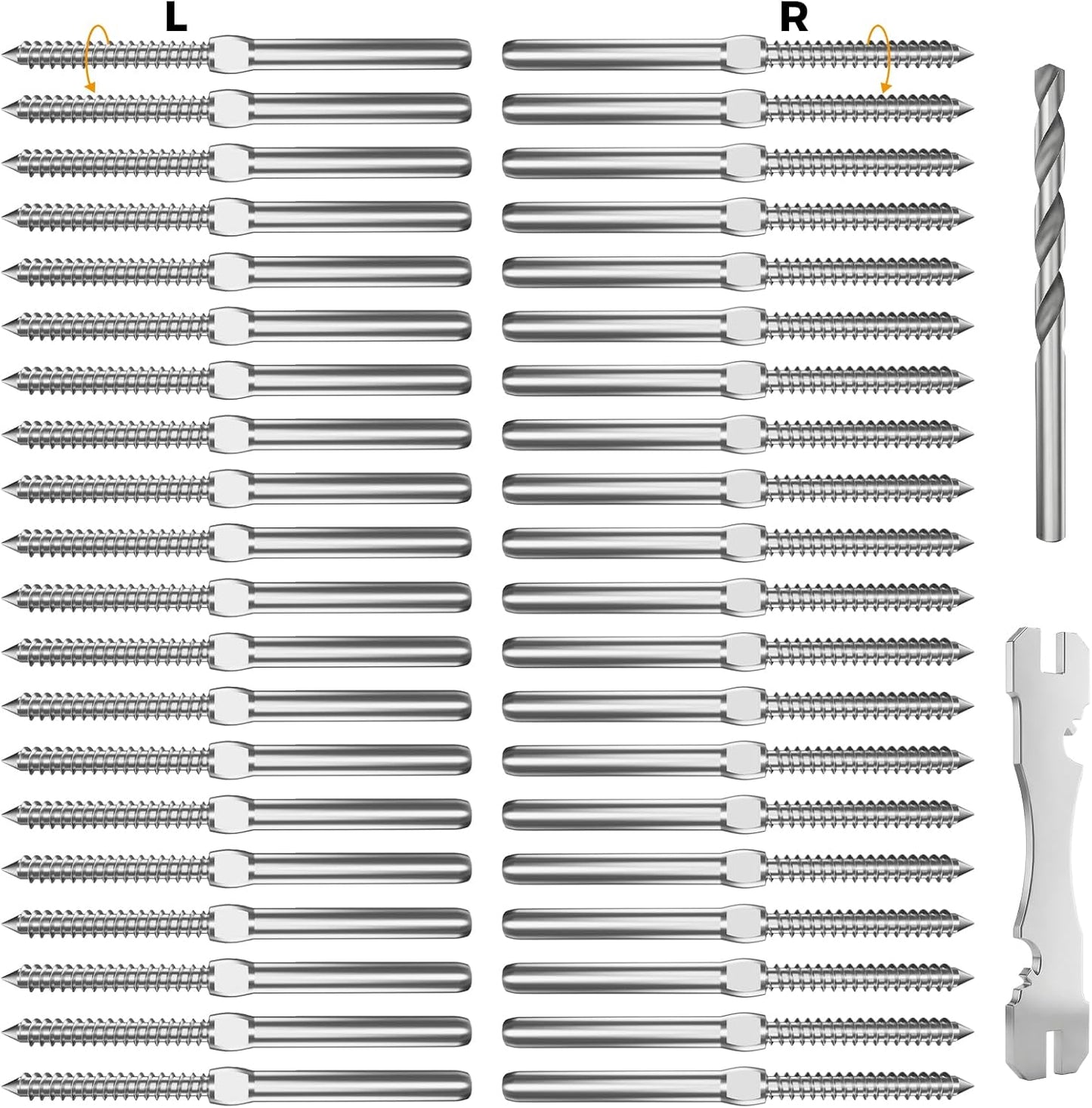 Kit 40 barandillas cable acero inox T316 3/16pulg grado marino