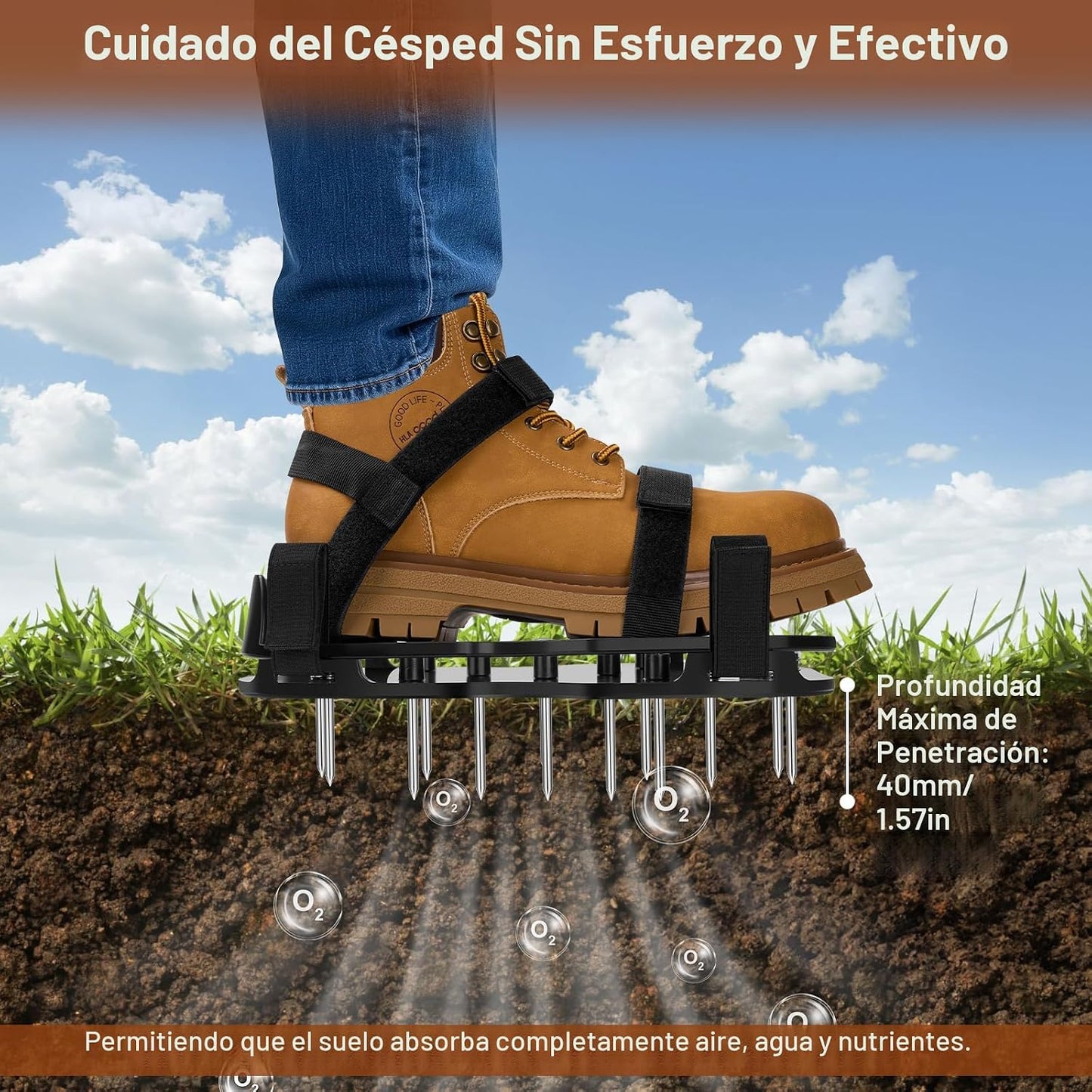 Zapatos aireadores césped con picos dobles ajustables duraderos