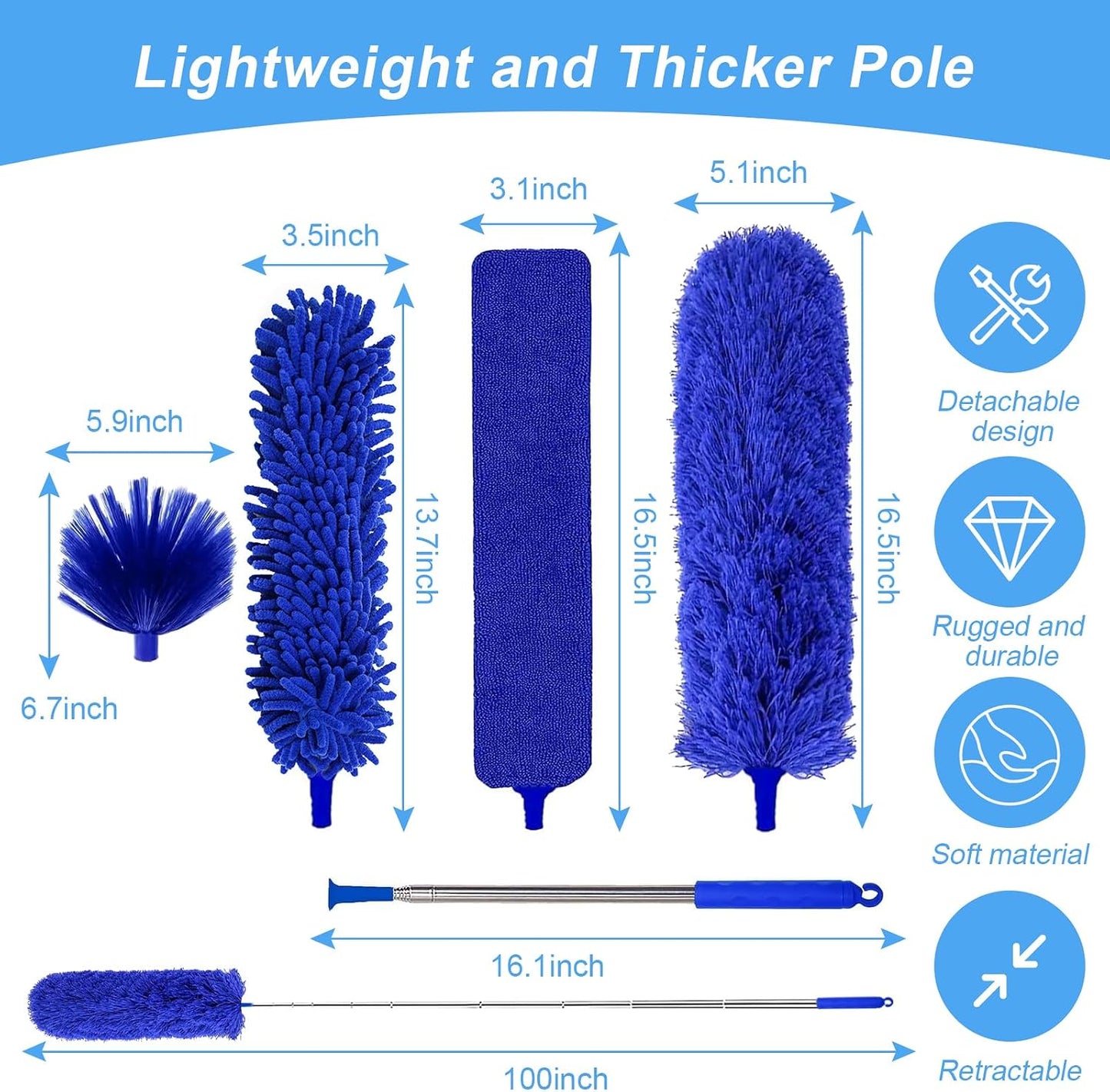 Kit plumero 5en1 para limpieza azul