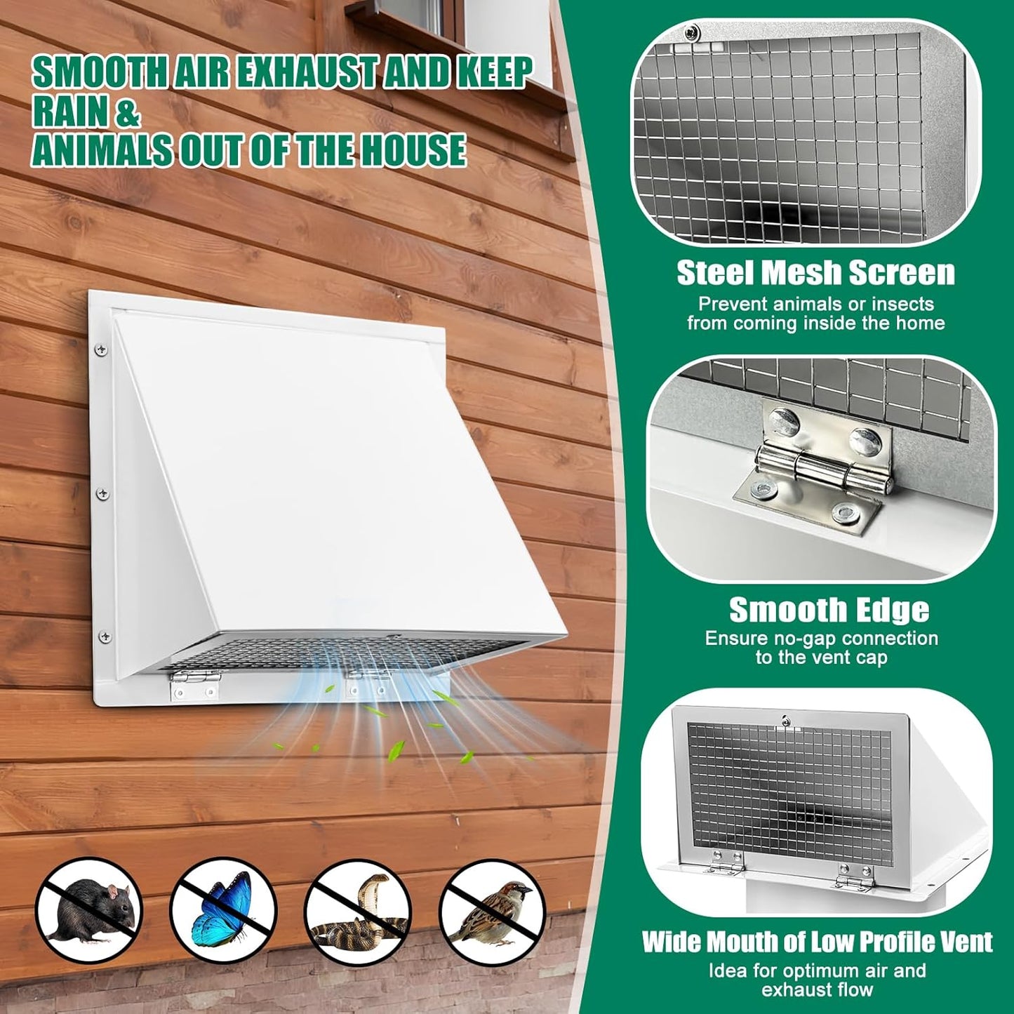 Cubierta ventilación pared 6pulg acero galvanizado cocina