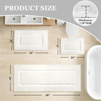 Alfombras baño blancas antideslizantes felpa 18x24pulg