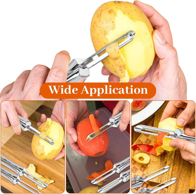 3 Pzas Pelador Patatas Acero Inox Ergonómico Apto Lavavajillas