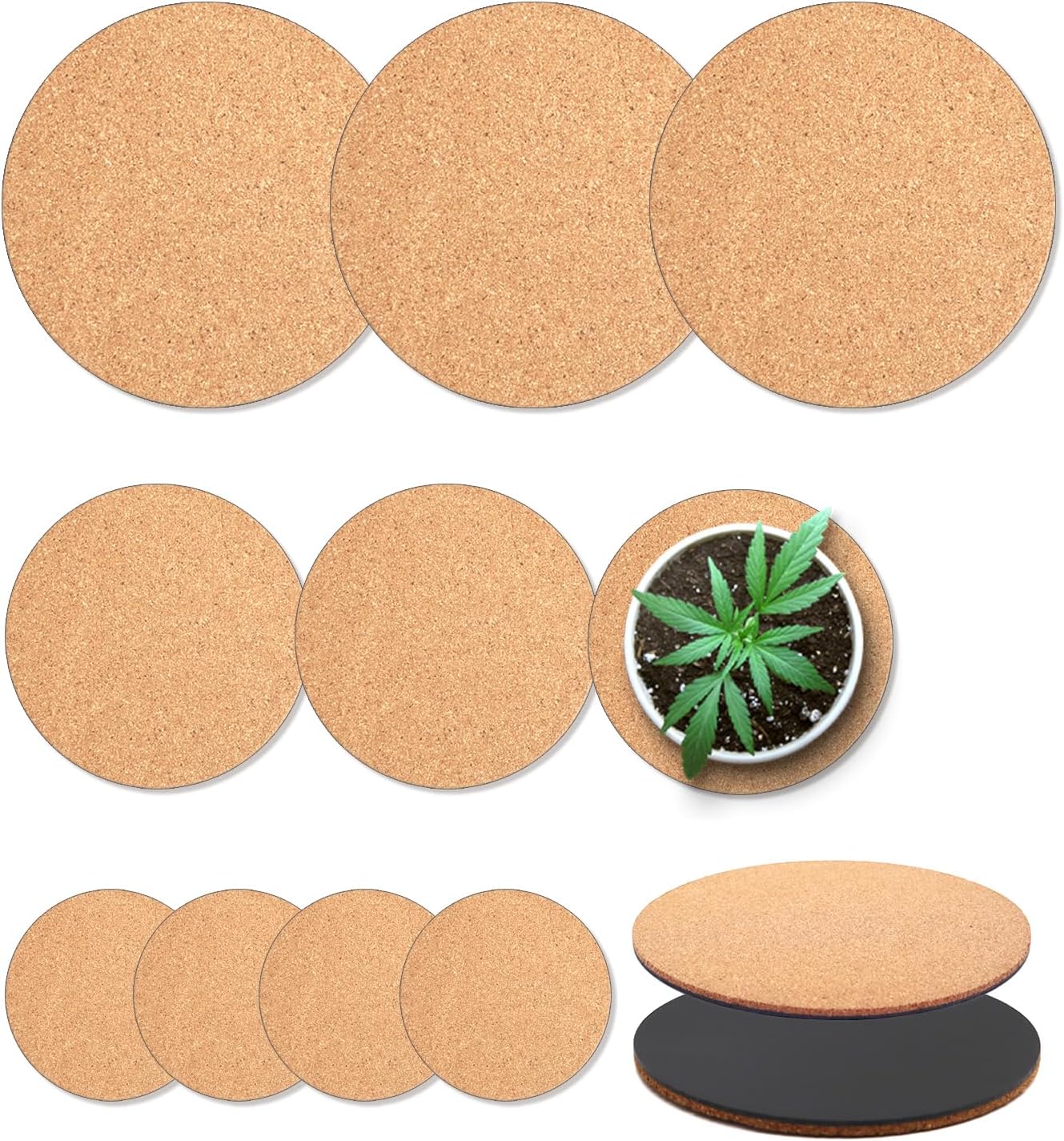 Posavasos corcho para macetas 4/6/8 pulg doble capa