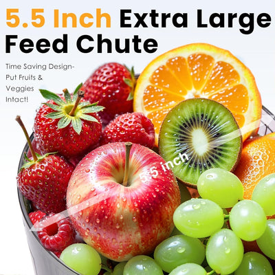 Exprimidor frío con canal 5.5pulg para frutas y verduras negra