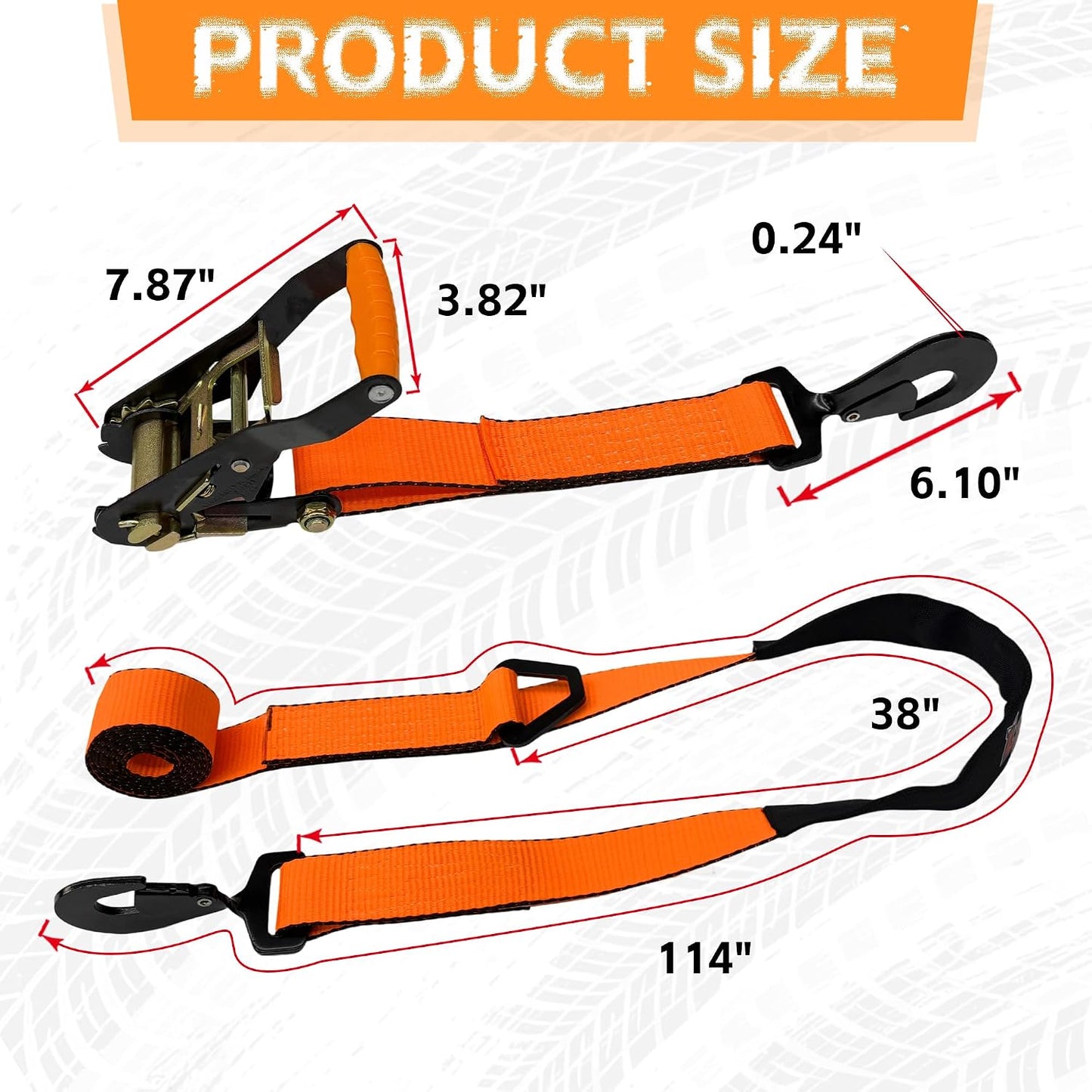Correas amarre ajustables 2x114pulg con gancho presión 10000lb