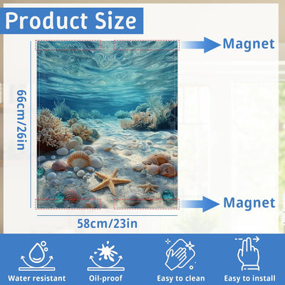 Cubierta magnética lavable con diseños de conchas y estrellas de mar para lavavajillas y refrigerador