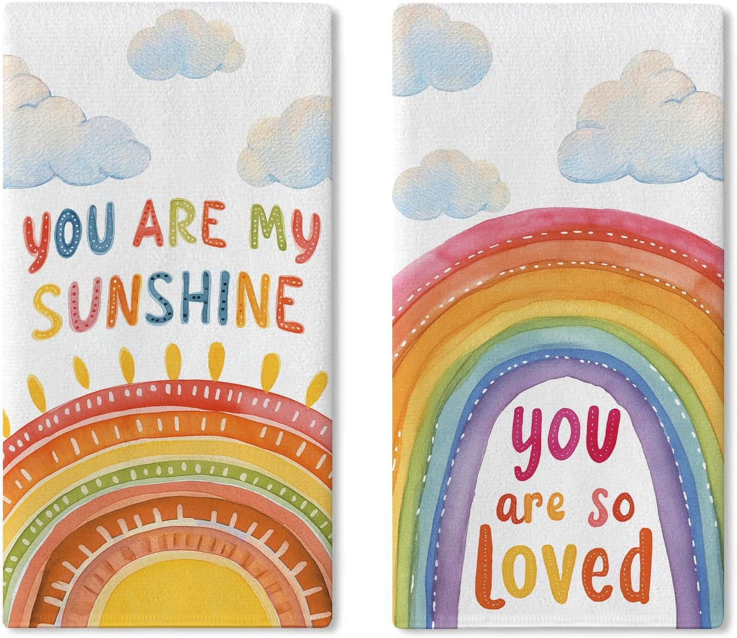 Paño de cocina para niños con diseño de arcoíris You Are My Sunshine