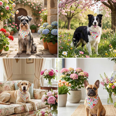 Bandana floral perro tela ra ajustable para medianos y grandes