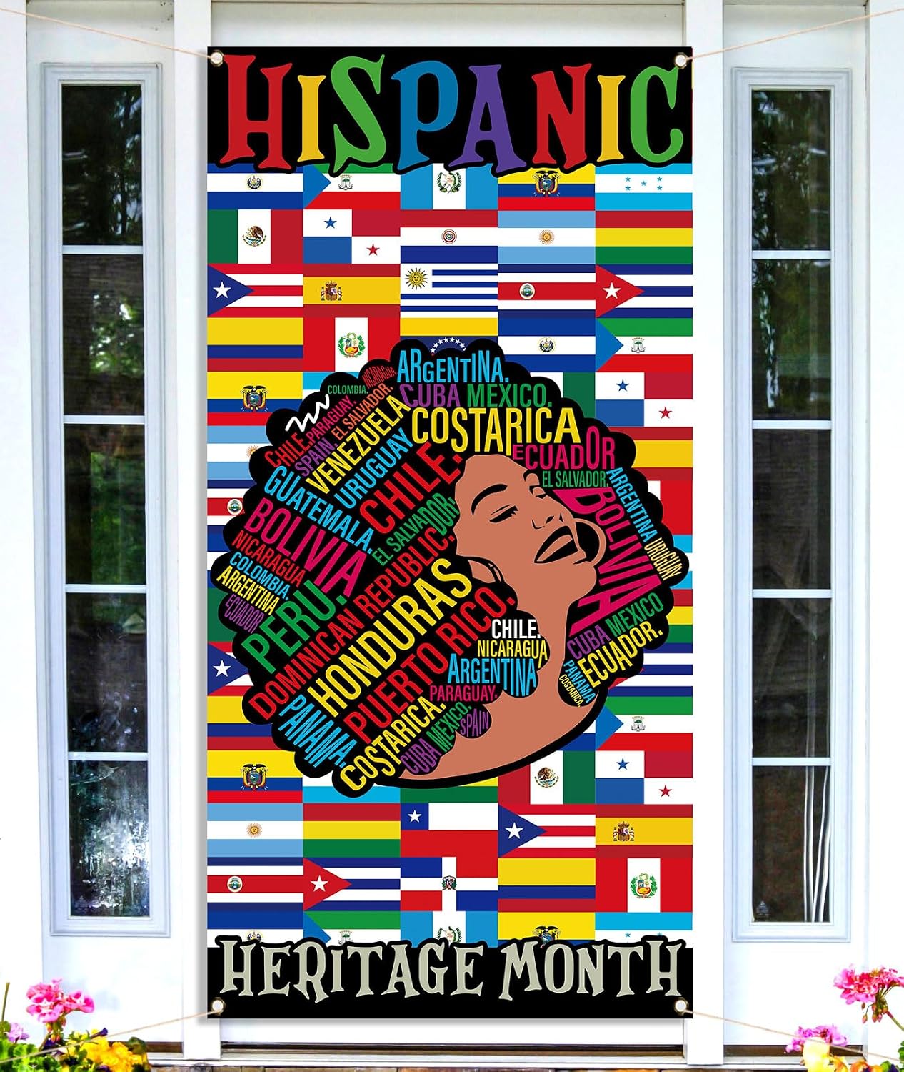 Telón puerta hispano cultura 21 países escuela aula