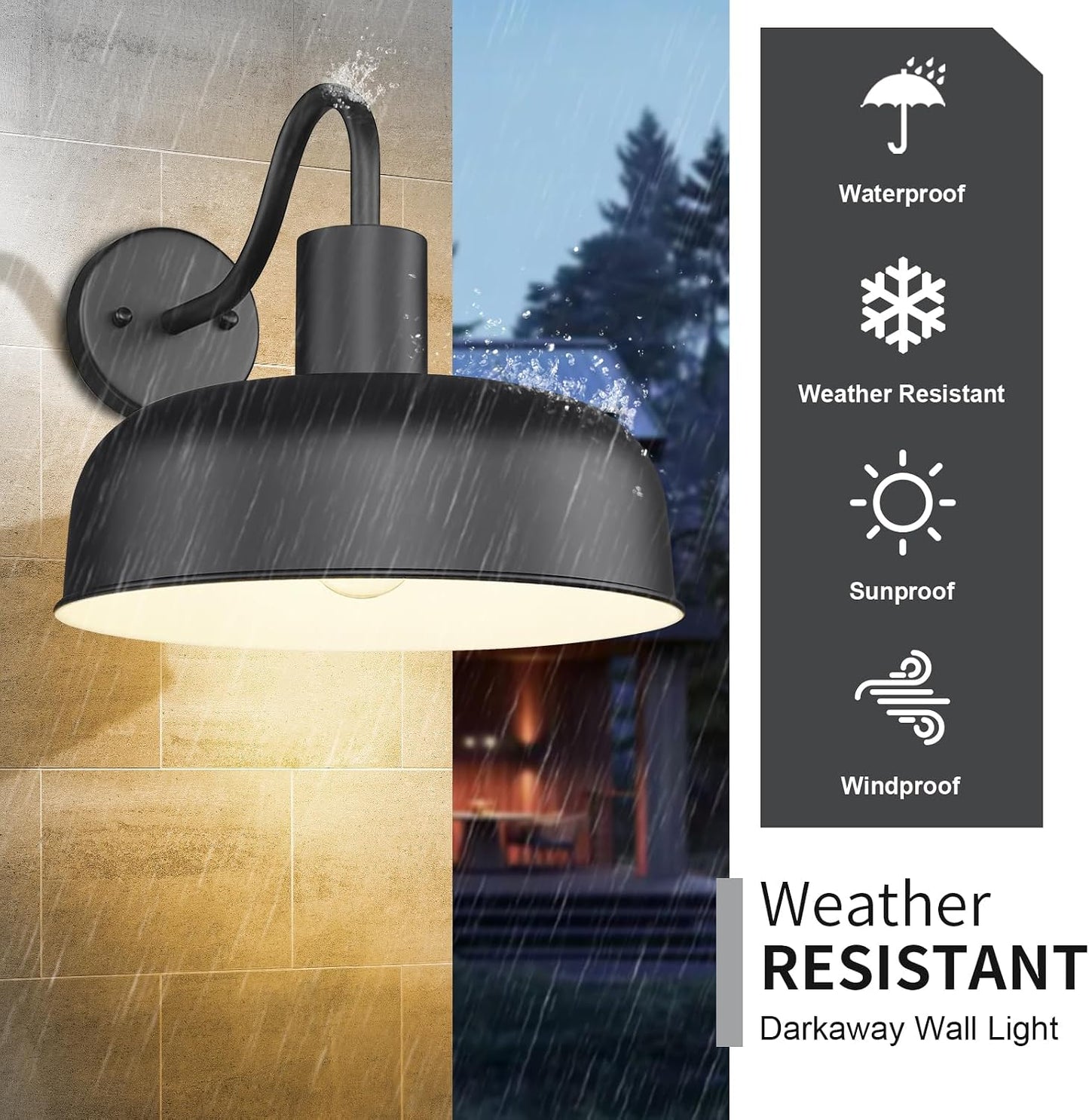 Luz solar exterior aplique negro cuello cisne industrial