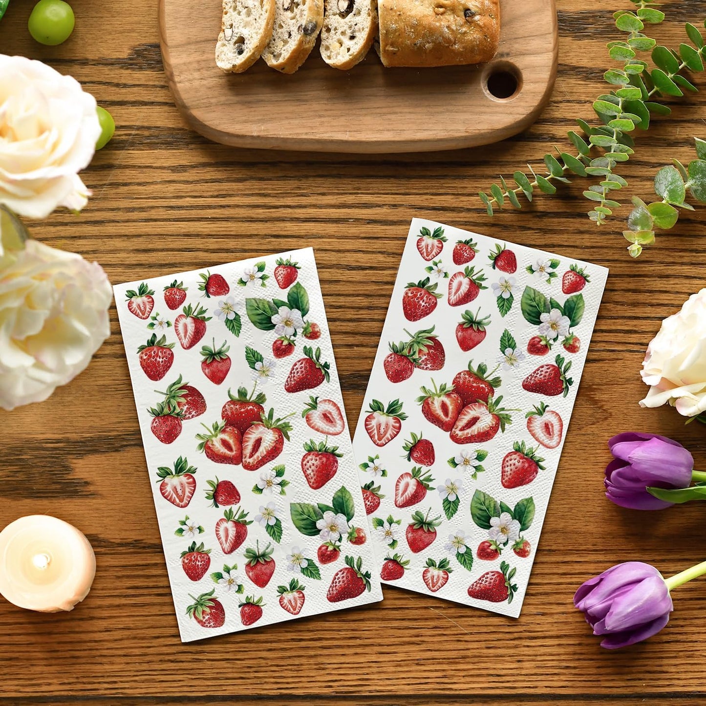 Servilletas decorativas de papel para fiestas, desayuno, cena y baño con estampado fresa
