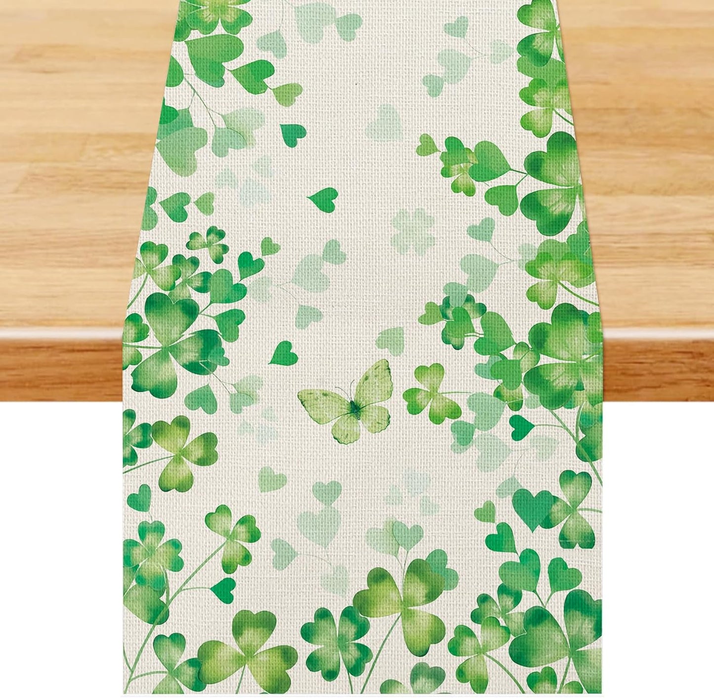 Camino de mesa de trébol con corazón 13 x 72 pulgadas para decoración de primavera