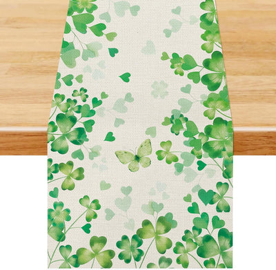 Camino de mesa de trébol con corazón 13 x 72 pulgadas para decoración de primavera
