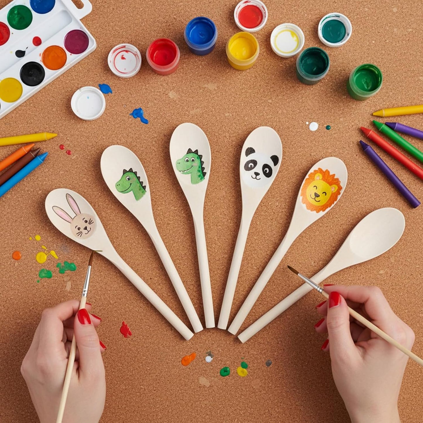 40 cucharas de madera para cocinar y manualidades