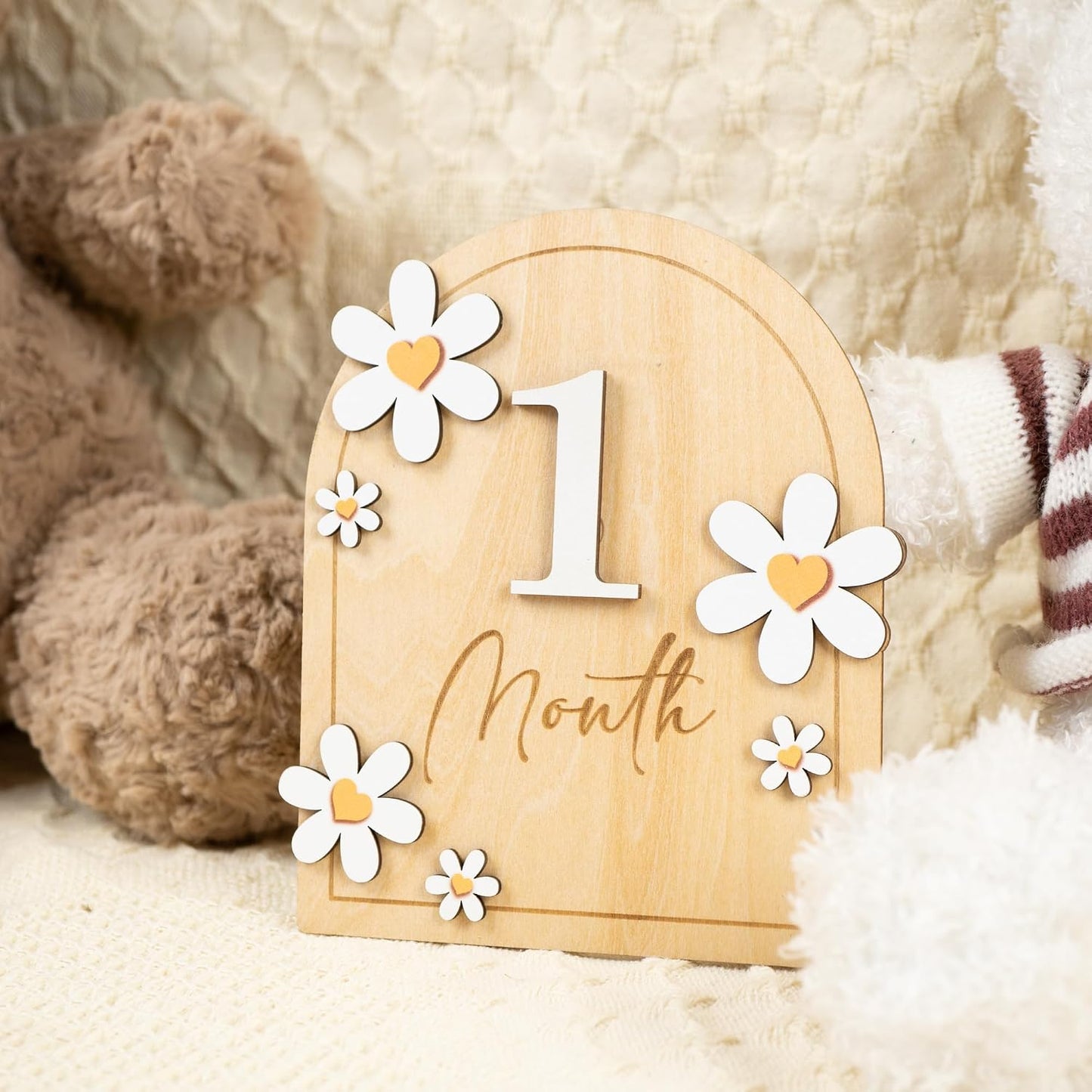 Tarjetas hitos mensuales madera para bebé