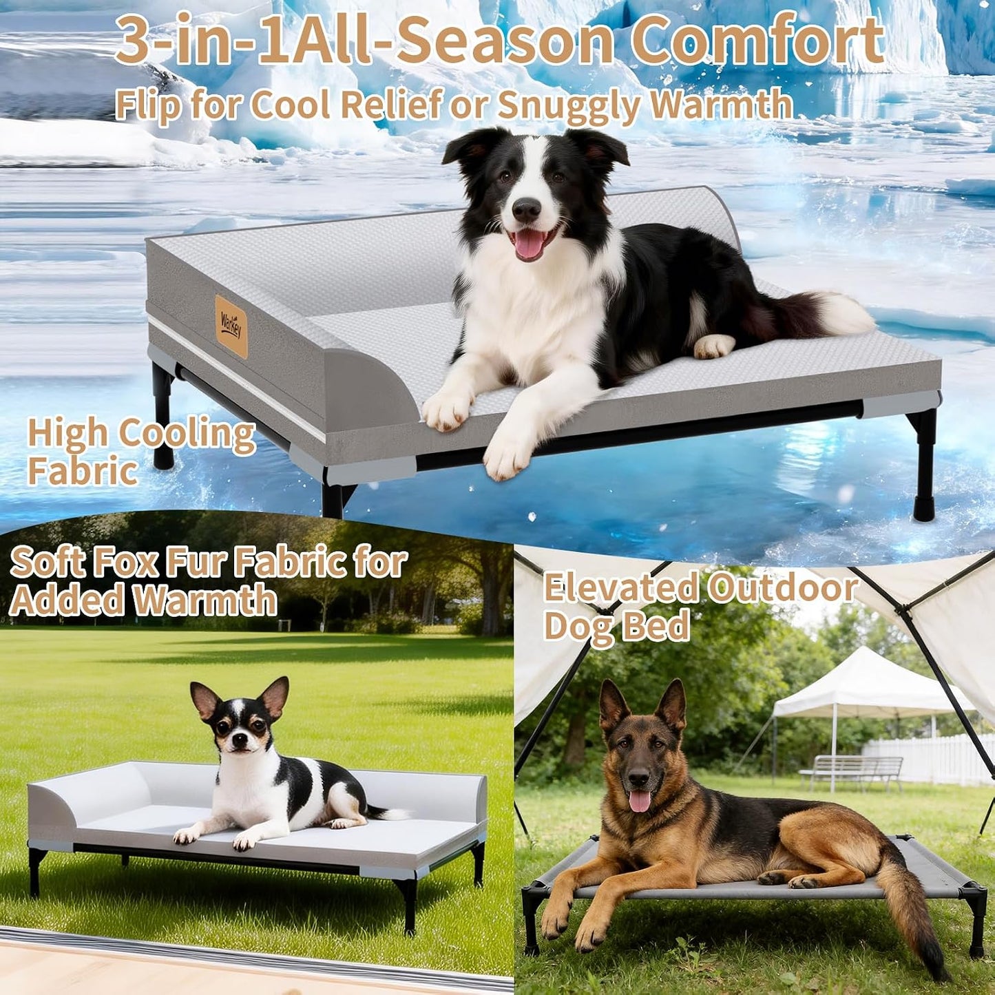 Cama elevada para perros grandes ortopédica con funda lavable malla