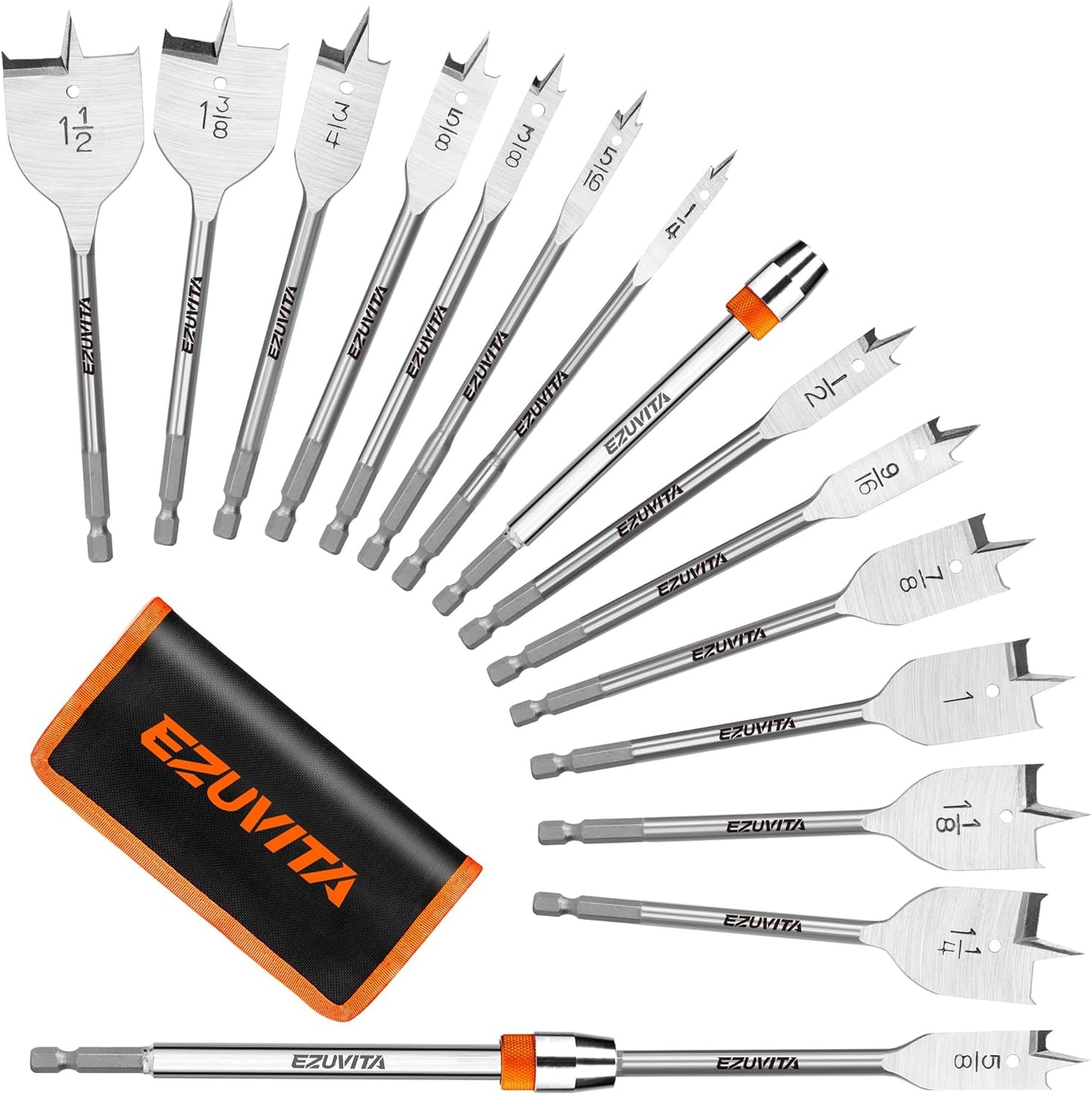 Set 14 Pzas Brocas Carpintería 1/4-1-1/2pulg Acero Carbono