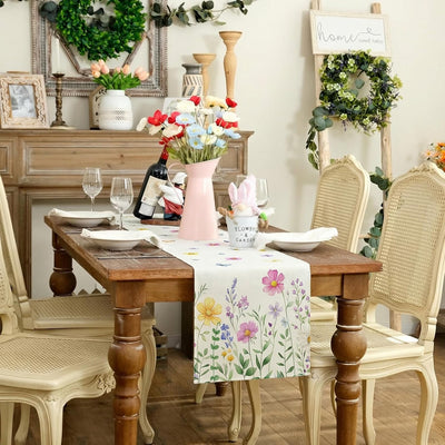 Camino mesa acuarela margaritas 13x72pulg decoración cocina comedor
