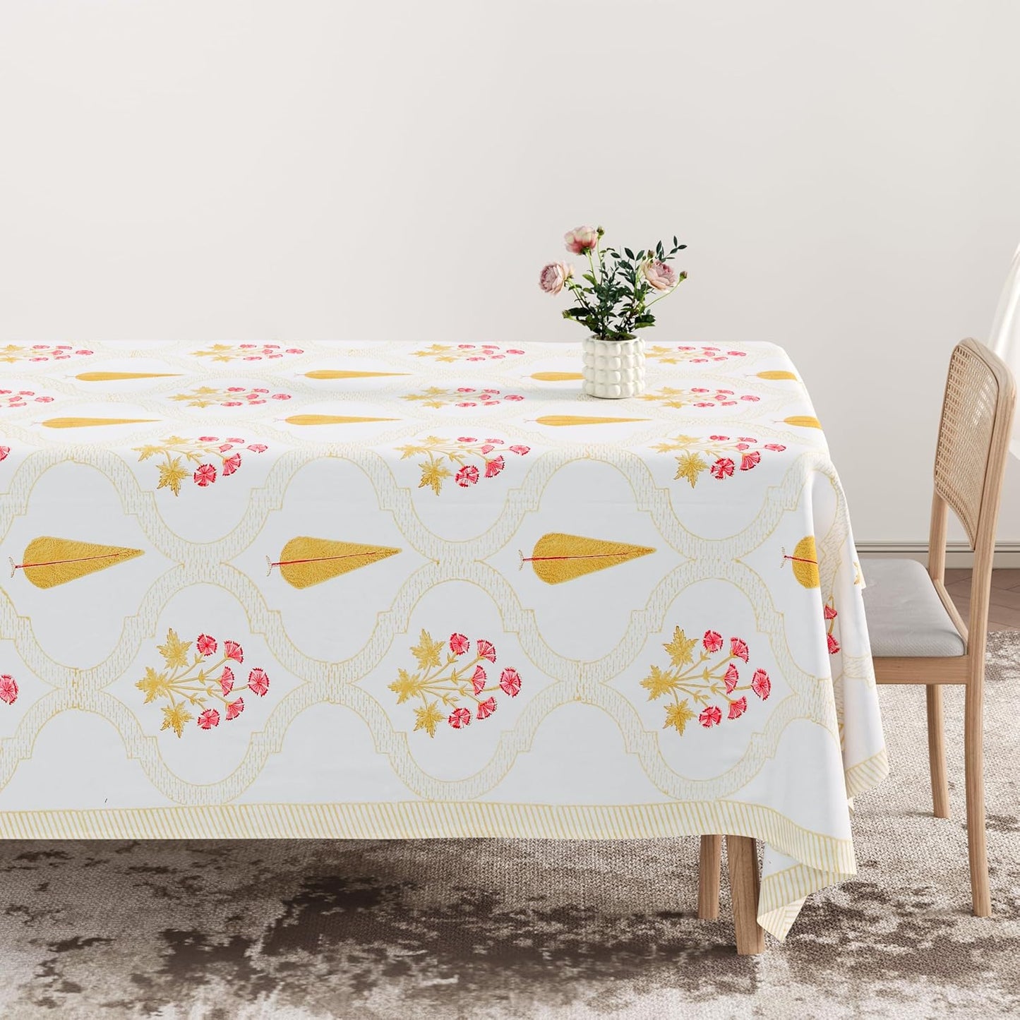 Mantel rectangular 60x90 pulg algodón estampado palmas y pétalos