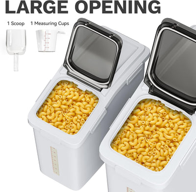 Contenedor 75L almacena harina arroz con ruedas y taza medidora