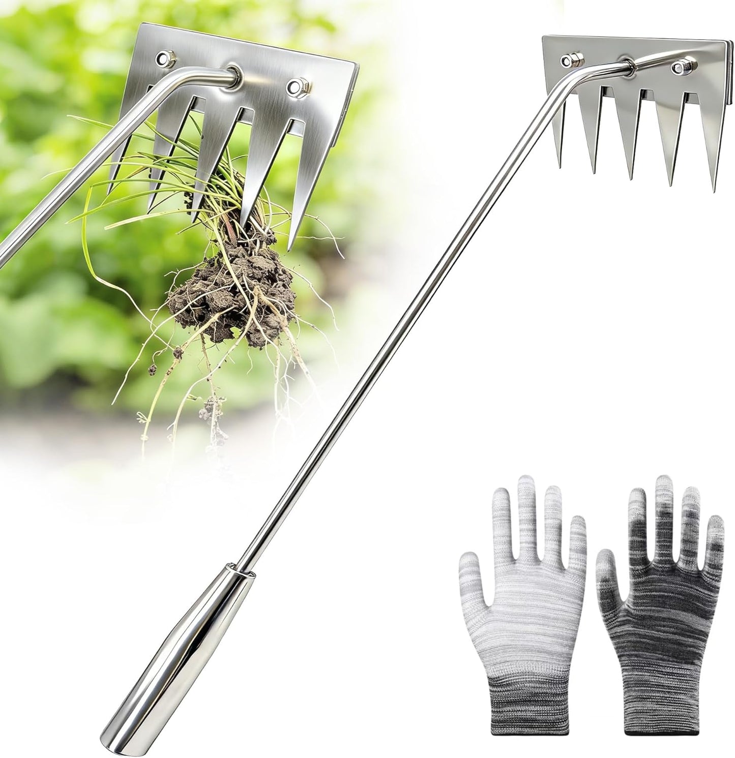 Extractor malas hierbas acero inox 5 dientes