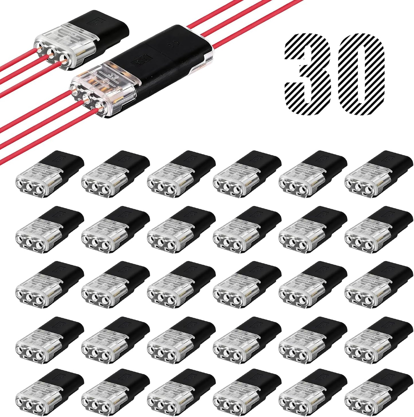 30 Conectores Doble Cable 3 Pines LED Bajo Voltaje