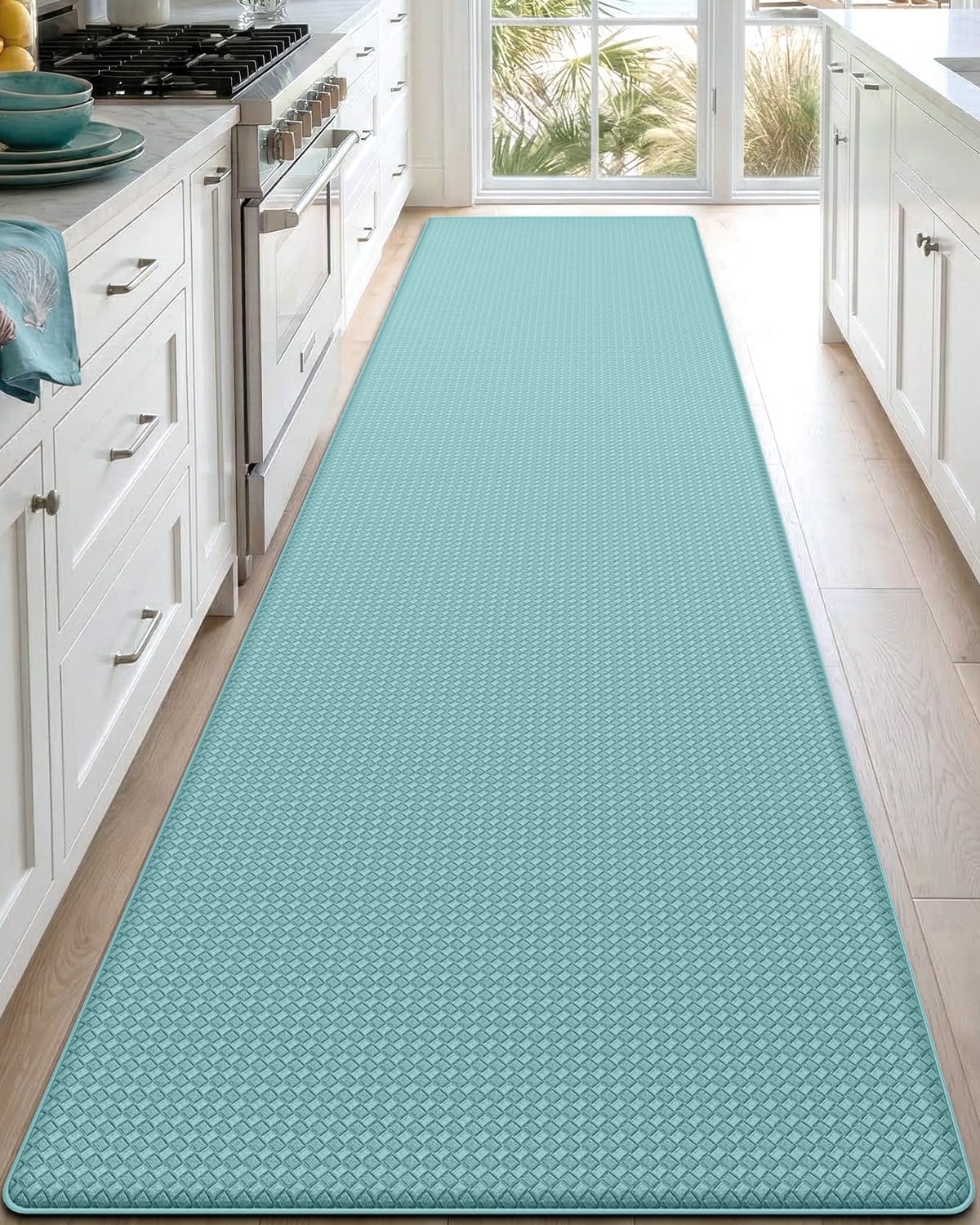 Alfombrilla antifatiga DEXI 23 x 94 pulgadas impermeable espuma viscoelástica turquesa