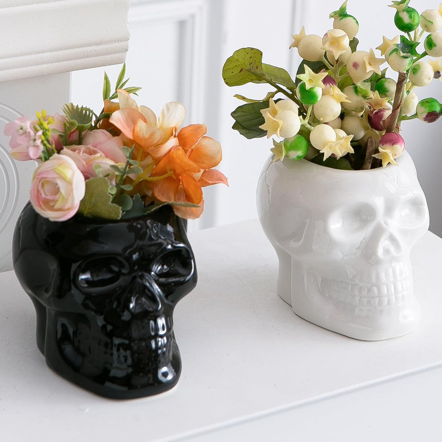 2 Macetas Calavera para Cactus Escritorio Gótico