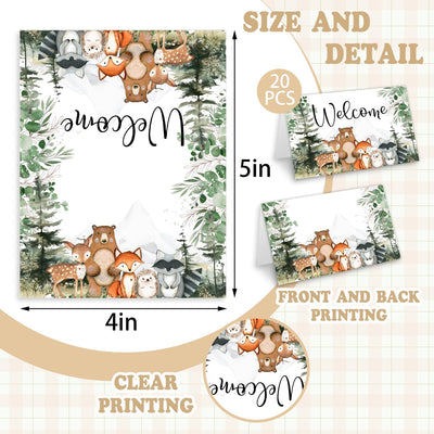 Tarjetas de lugar con temática de animales del bosque paquete de 20 tarjetas grandes para baby shower