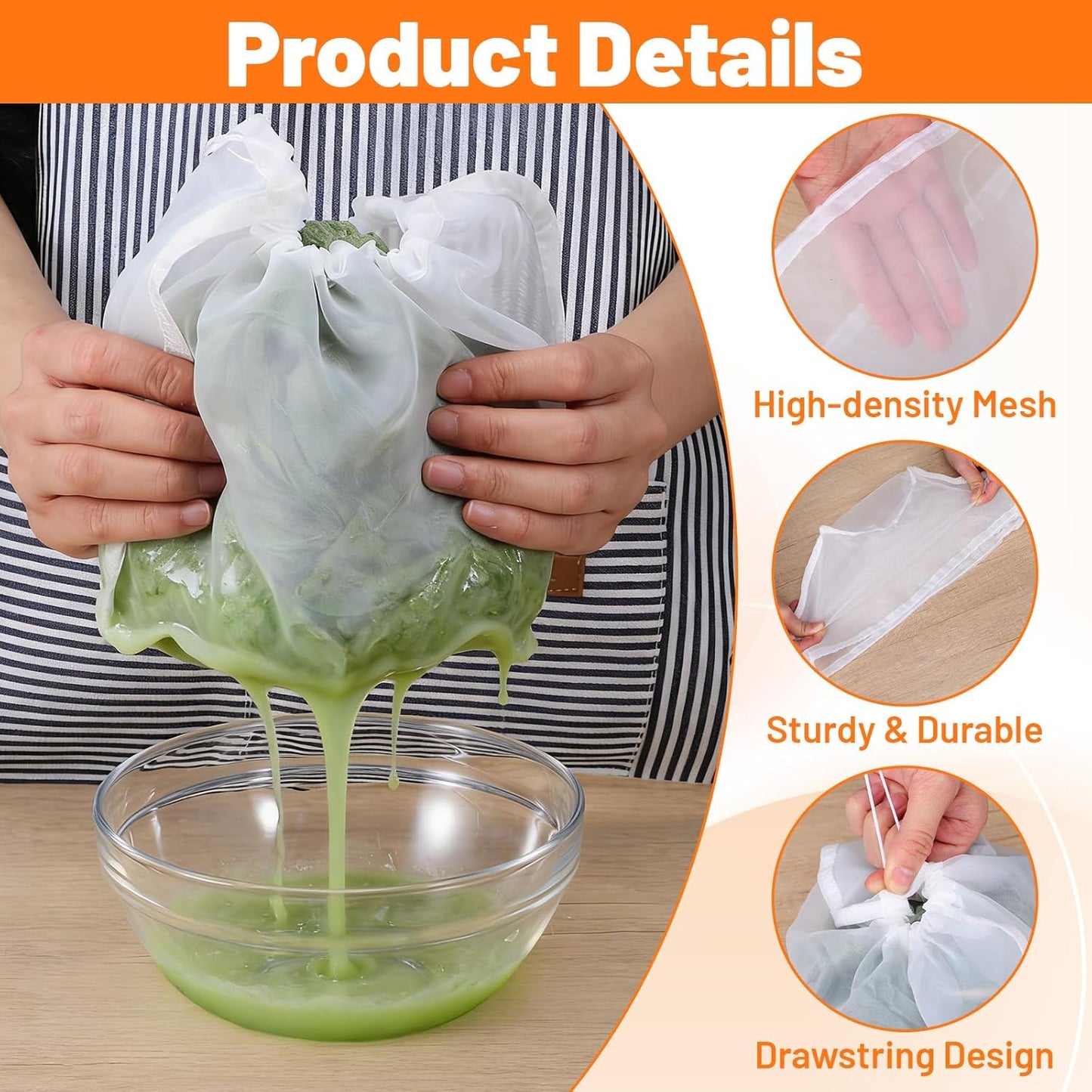 Bolsas de tela para colar queso de cobee, filtro de nailon fina, colador de jugo reutilizable