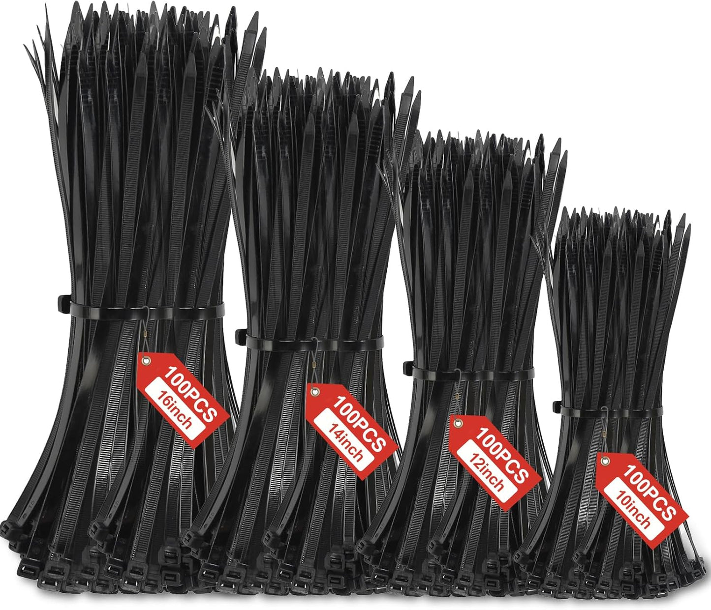 Bridas nailon negro 10-16 pulg set 400