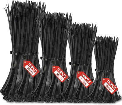 Bridas nailon negro 10-16 pulg set 400