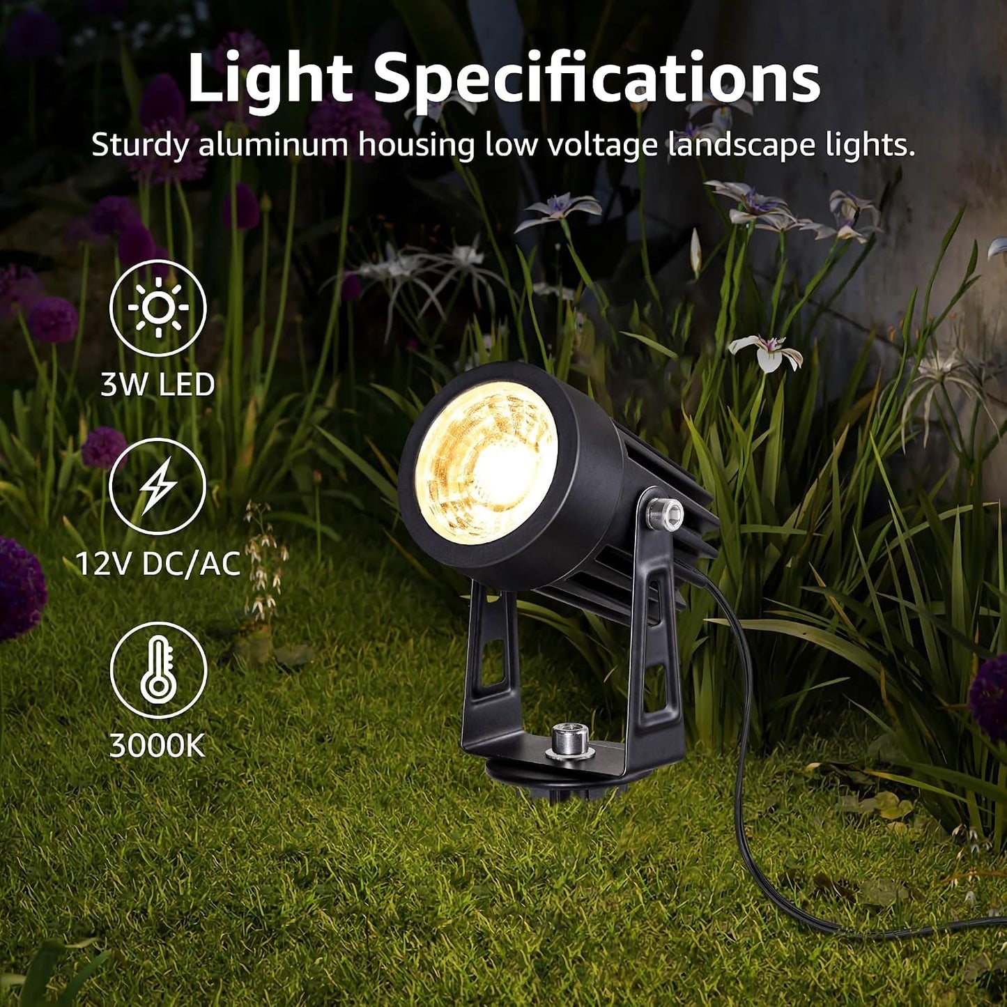Iluminación LED paisaje 3W 3000K luz blanca cálida exterior set 8