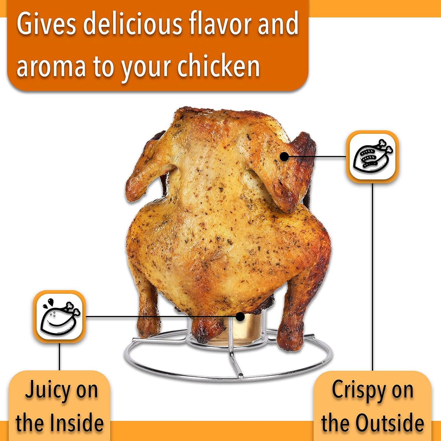 Soporte pollo acero inox para latas parrilla