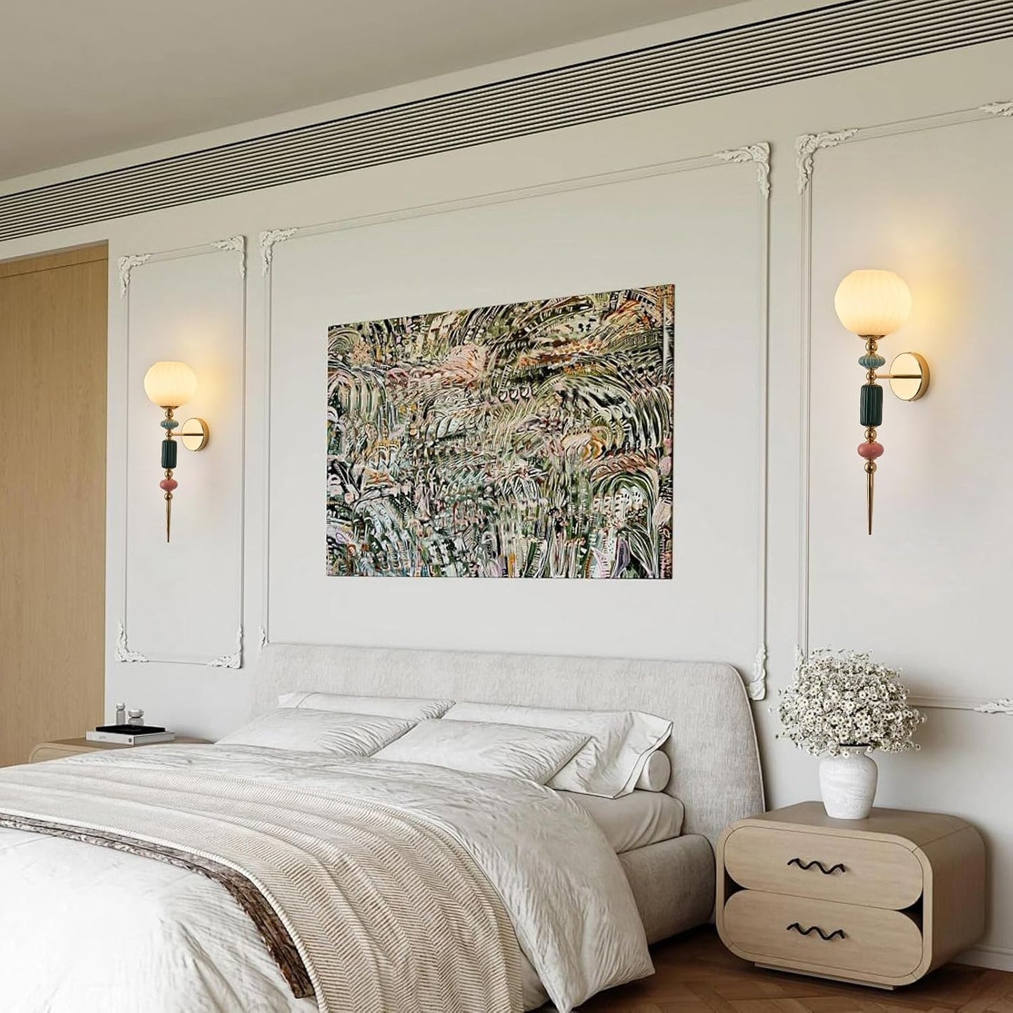 Lámpara pared cristal lechoso para dormitorio pasillo sala set 2