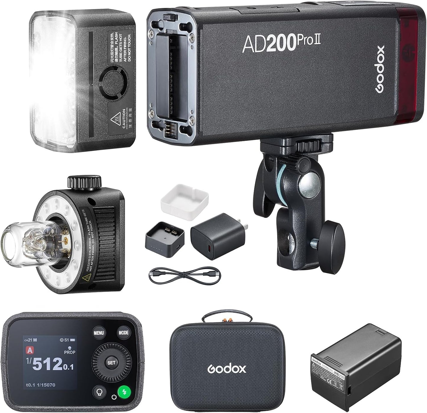 Flash AD200Pro II 200ws TTL múltiples cabezales reciclaje 0.01-1.8s