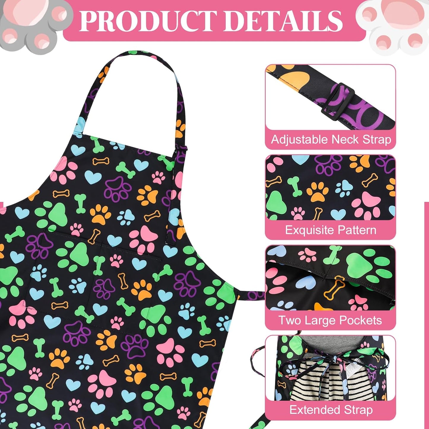 Delantal impermeable para perros con 2 bolsillos