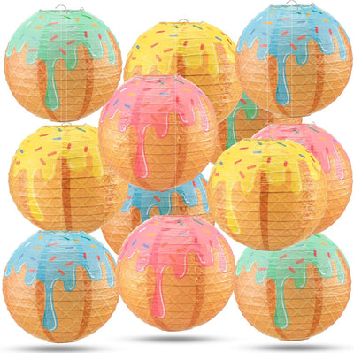 12 Linternas Béisbol 8pulg Cono Coloridas Decoración Fiesta Verano