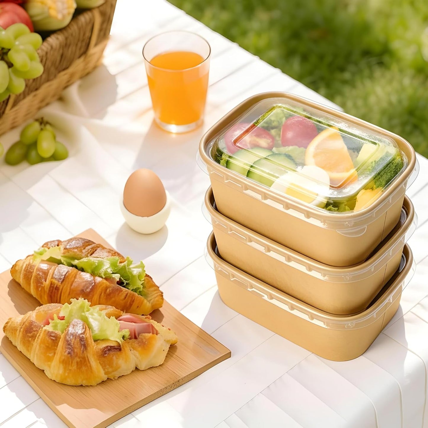 Cuencos de papel kraft 30-35 oz paquete 100 unidades