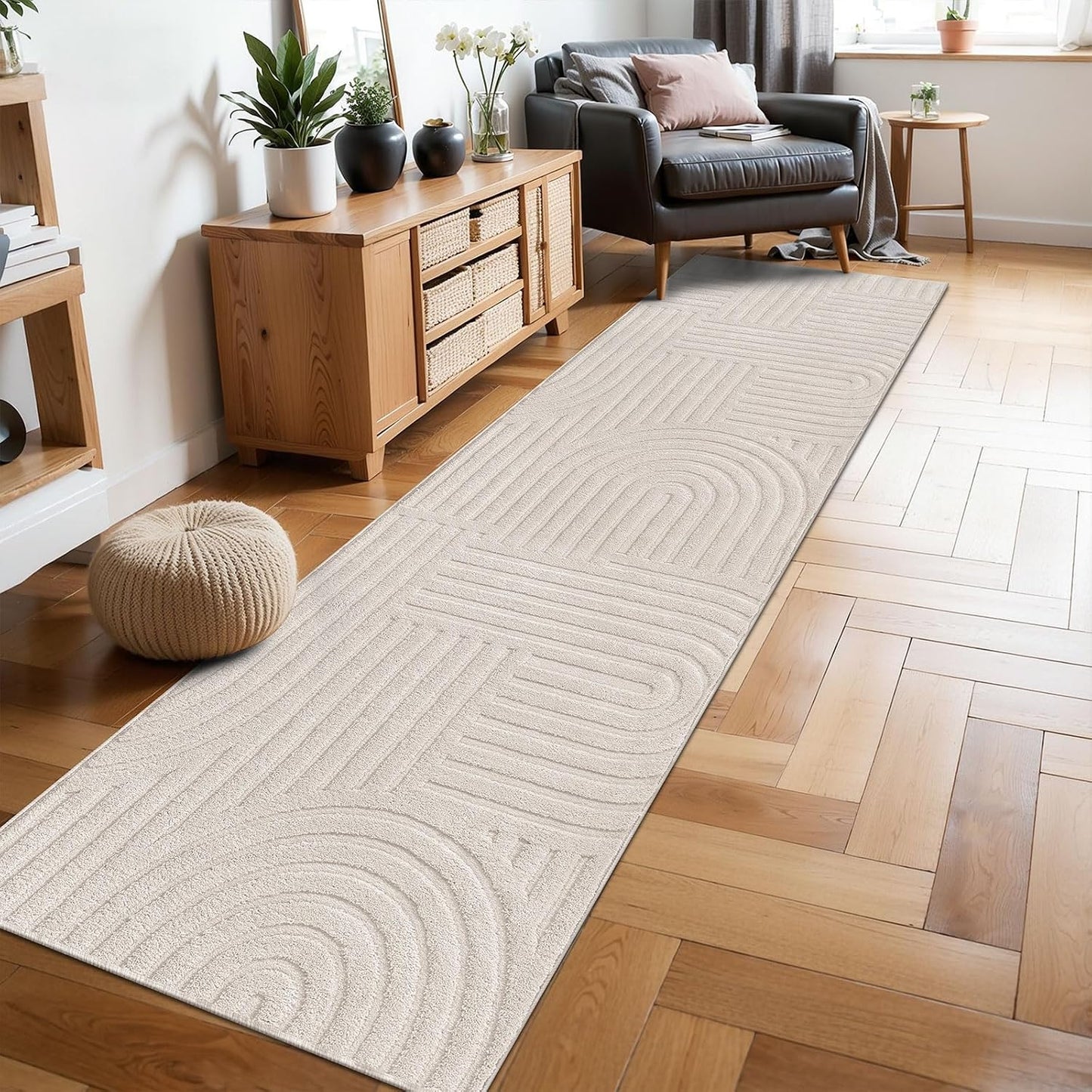 Alfombra pasillo suave antideslizante lavable geométrica moderna