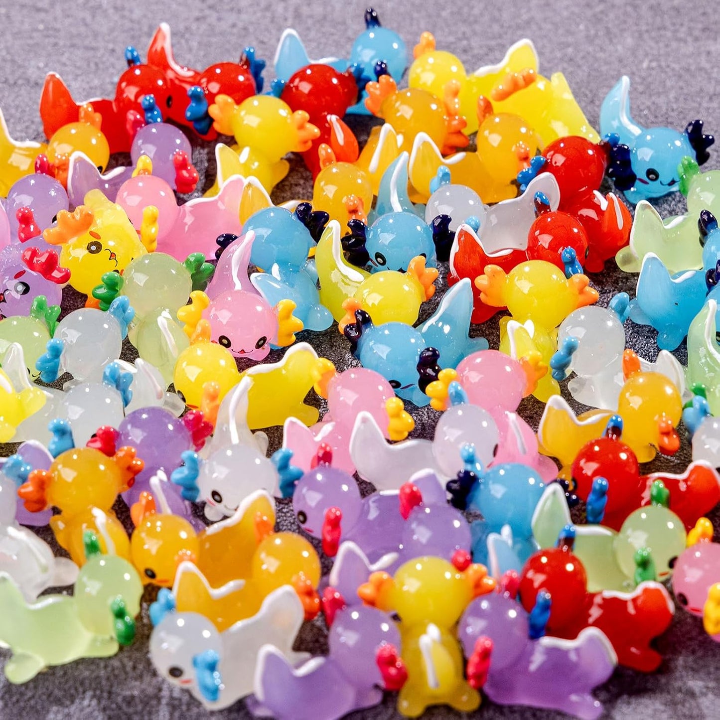 72 Mini Ajolotes Brillantes para Decoración de Muñecas y Jardín