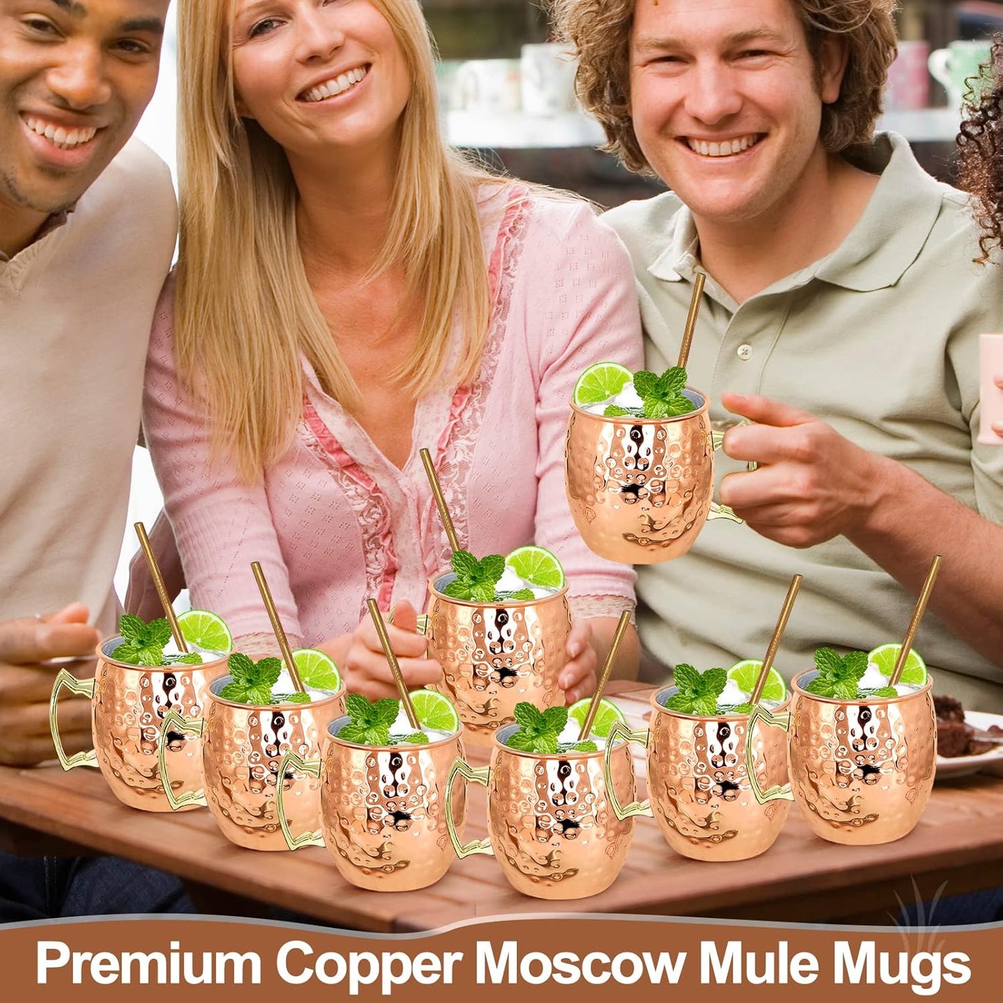 Set 8 Tazas Moscow Mule con 6 Cojines y Porta