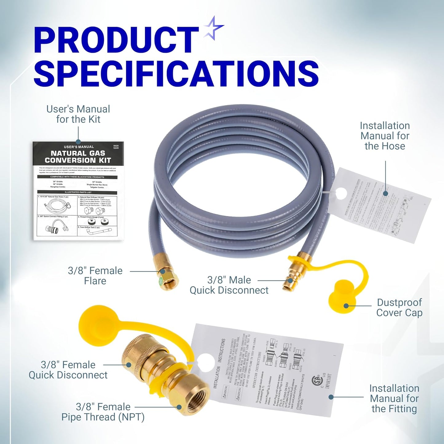 Kit conversión propano a gas natural para parrillas 28-36pulg