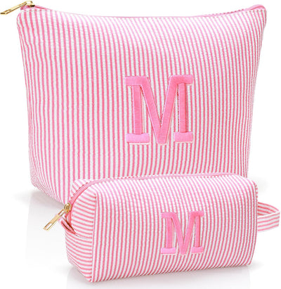 Bolsa maquillaje personalizada con inicial Rosa Medium