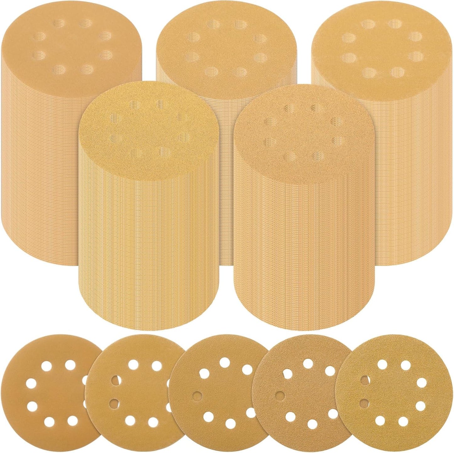 500 Discos Lija 5pulg 60 Grit Gancho Bucle Madera Metal