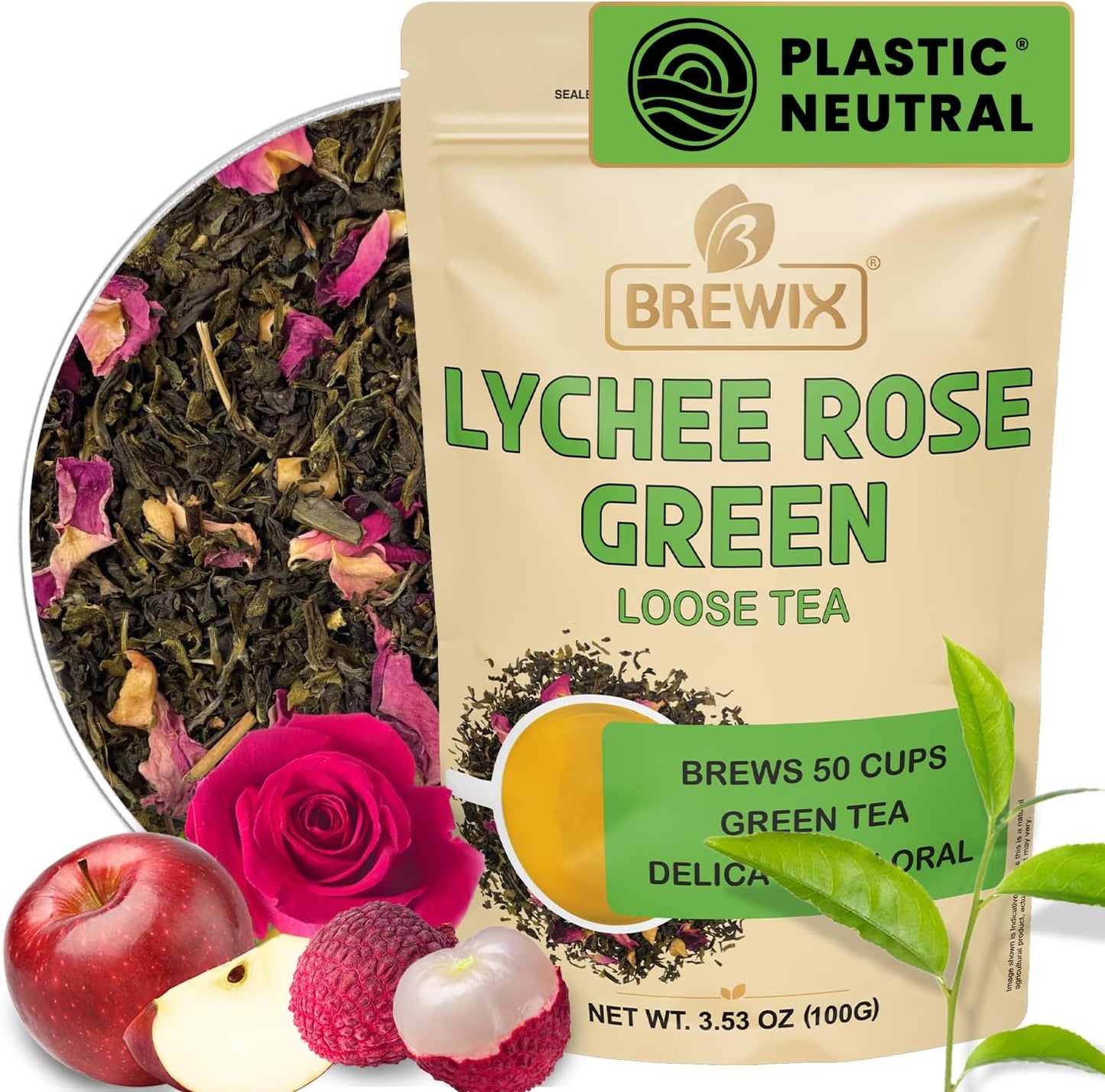 Té verde rosa de lichi hoja suelta sin gluten de alta elevacion