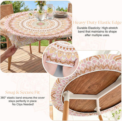 Mantel redondo ajustable elástico impermeable para interior y exterior