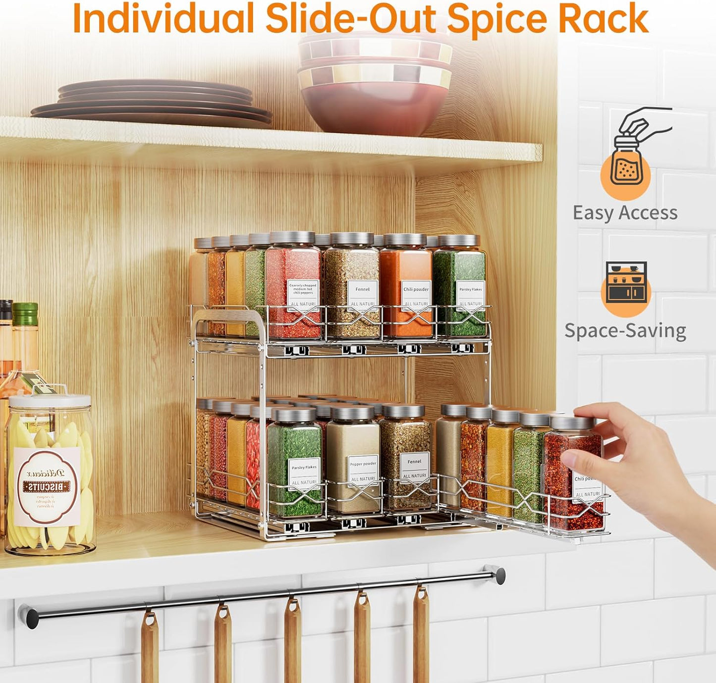 Organiz. especias para gaveta 2 niveles ajustable 4oz